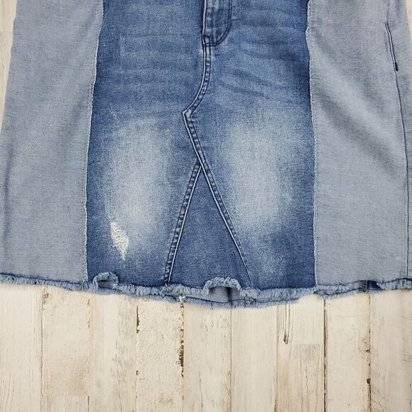 Libby Edelman Denim Color Block Skirt Blue Size Medium - Picture 5 of 10